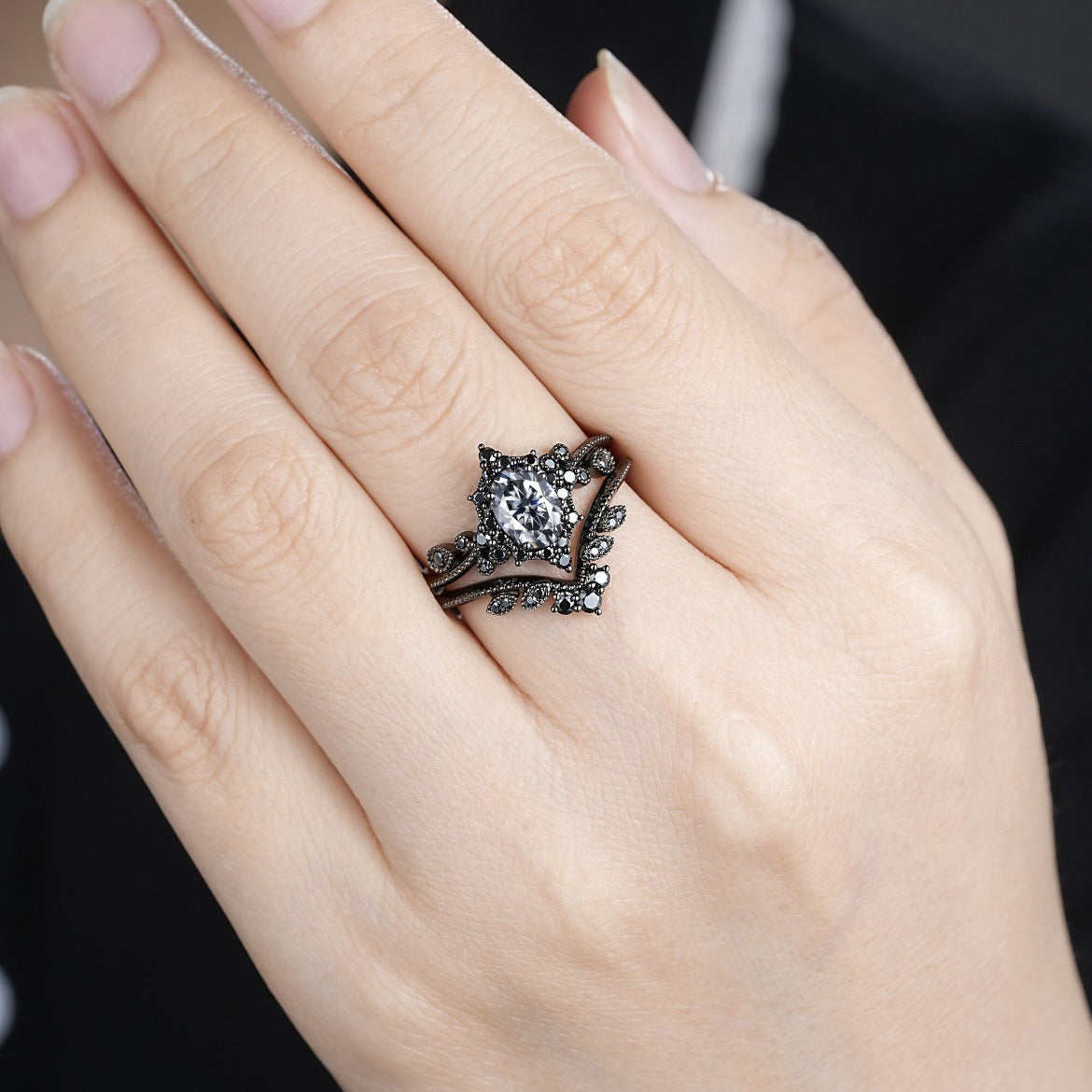 Vintage Unique Rings Style Couple Fashion Zircon Ring Set
