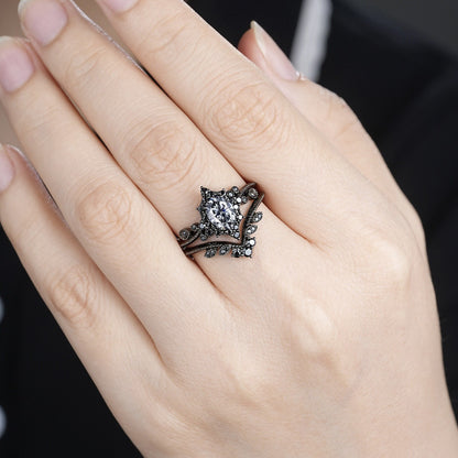 Vintage Unique Rings Style Couple Fashion Zircon Ring Set