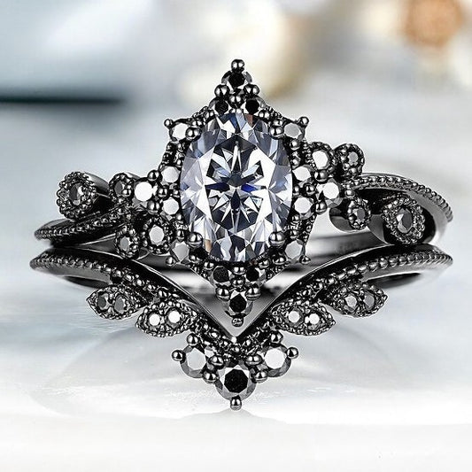 Vintage Unique Rings Style Couple Fashion Zircon Ring Set