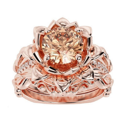 Women's Ring Rose Inlaid Zircon Ornament
