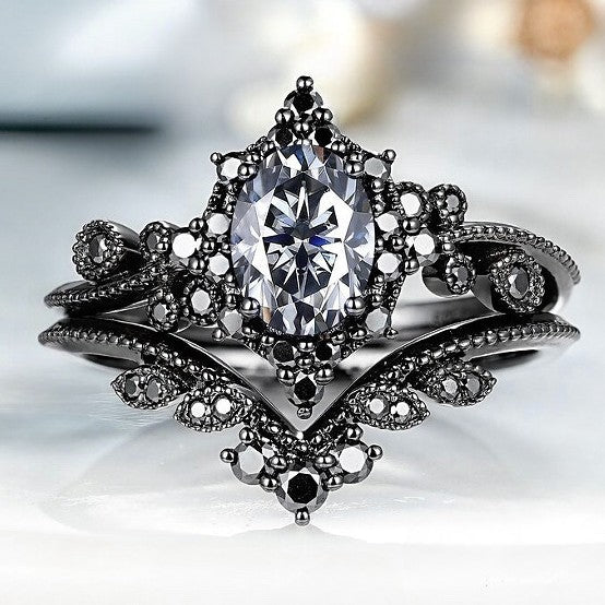 Vintage Unique Rings Style Couple Fashion Zircon Ring Set