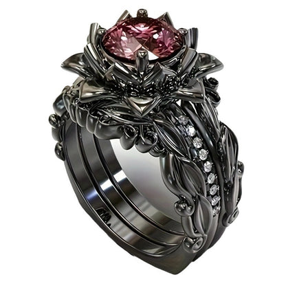 Women's Ring Rose Inlaid Zircon Ornament