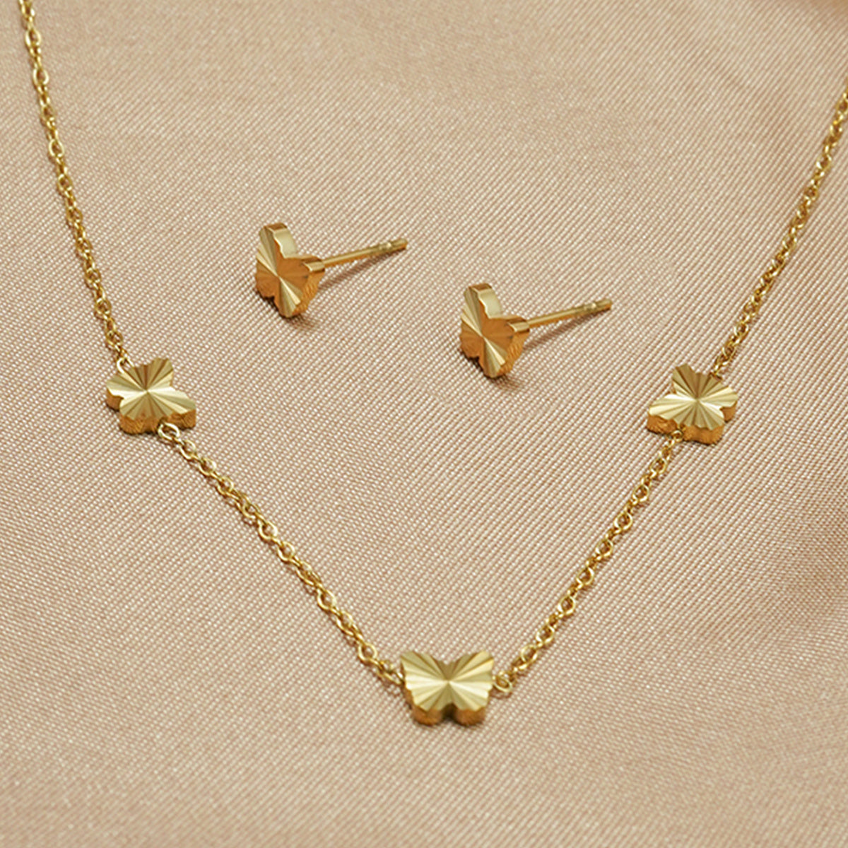 Stainless Steel 18K Gold-Plated Jewelry Set