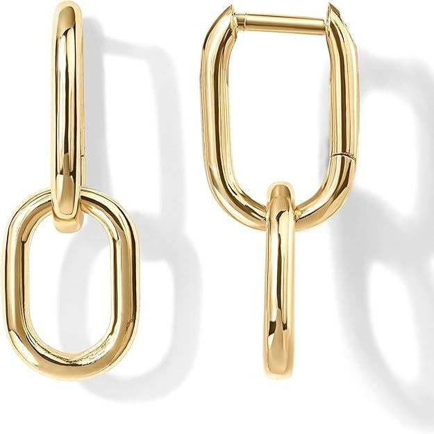 INS Personality Geometry Oval Gold Rhinestone Earrings Female