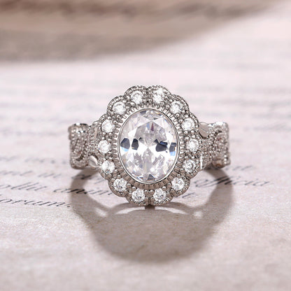 Full Diamond Copper Plating Round Zircon Ring For Women
