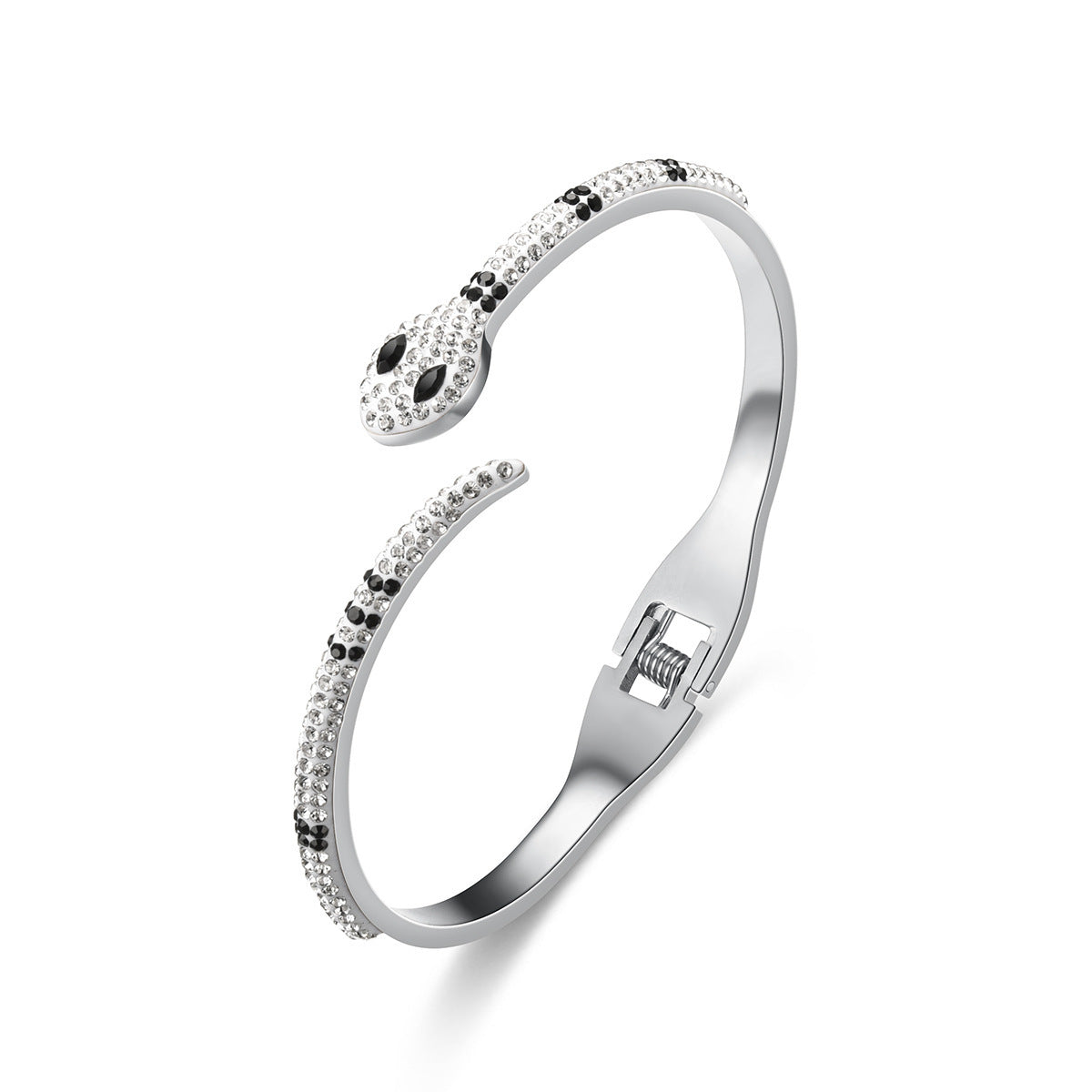 Green Eyed Snake Stainless Steel Micro-Set Diamond Bracelet