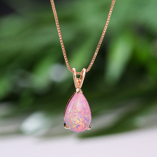 Fashion Platinum Water Drop Blue Copper Necklace