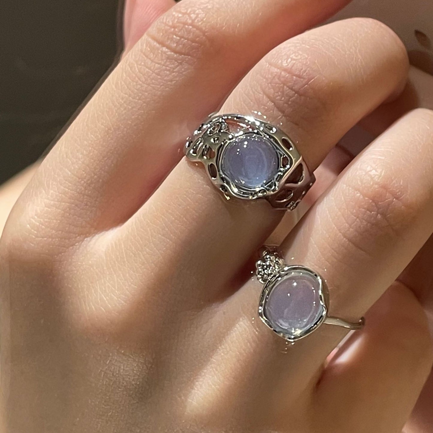 White Crystal Opal Vintage Adjustable Ring